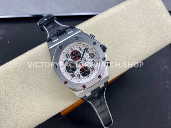 APF Factory Audemars Piguet Royal Oak Offshore Chronograph 26170ST.OO.D101CR.02 42mm Steel Leather Strap Arabic Numerals Silver Dial