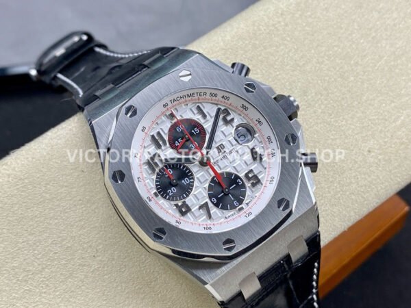 APF Factory Audemars Piguet Royal Oak Offshore Chronograph 26170ST.OO.D101CR.02 42mm Steel Leather Strap Arabic Numerals Silver Dial