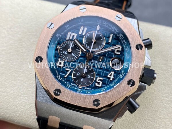 APF Factory Audemars Piguet Royal Oak Offshore Chronograph 26471SR.OO.D101CR.01 42mm Steel Leather Strap Arabic Numerals Blue Dial