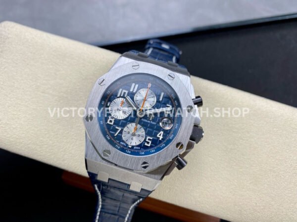 APF Factory Audemars Piguet Royal Oak Offshore Chronograph 26470ST.OO.A027CA.01 42mm Steel Leather Strap Arabic Numerals Blue Dial