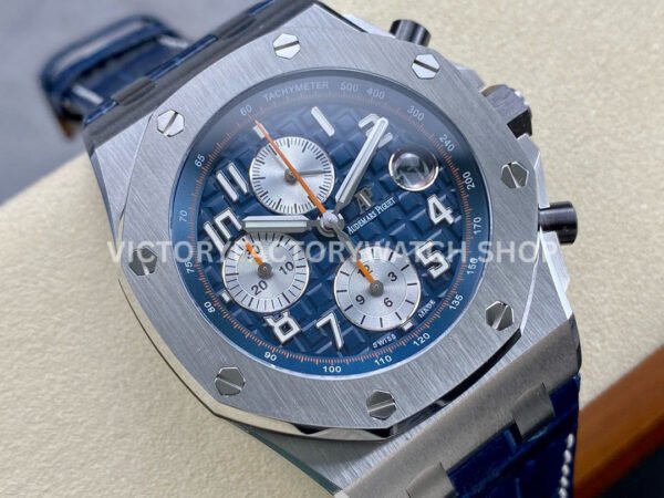 APF Factory Audemars Piguet Royal Oak Offshore Chronograph 26470ST.OO.A027CA.01 42mm Steel Leather Strap Arabic Numerals Blue Dial