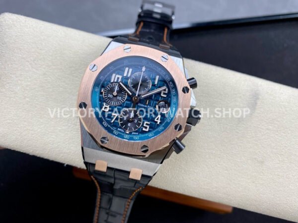 APF Factory Audemars Piguet Royal Oak Offshore Chronograph 26471SR.OO.D101CR.01 42mm Steel Leather Strap Arabic Numerals Blue Dial