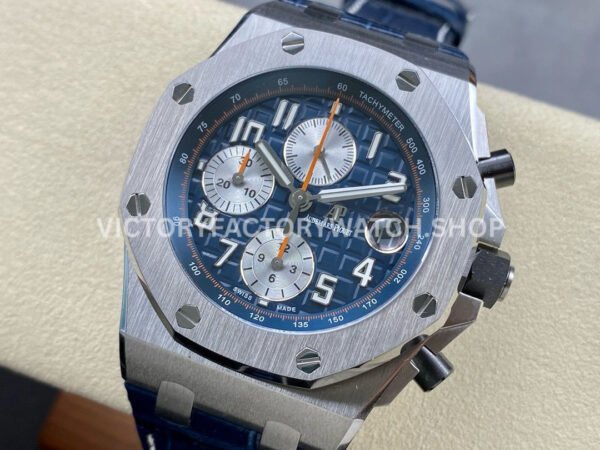 APF Factory Audemars Piguet Royal Oak Offshore Chronograph 26470ST.OO.A027CA.01 42mm Steel Leather Strap Arabic Numerals Blue Dial