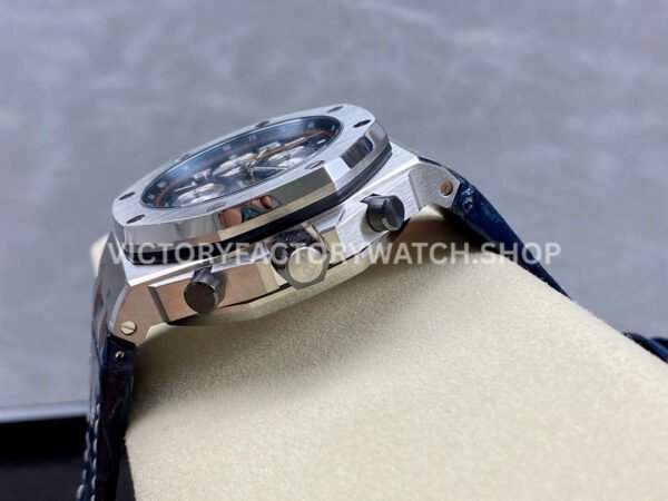 APF Factory Audemars Piguet Royal Oak Offshore Chronograph 26470ST.OO.A027CA.01 42mm Steel Leather Strap Arabic Numerals Blue Dial
