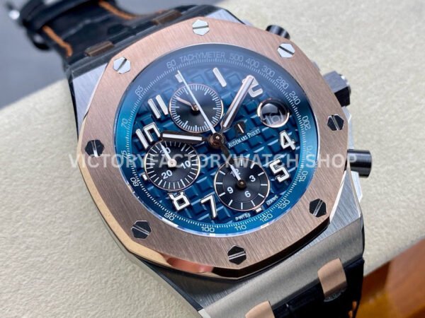 APF Factory Audemars Piguet Royal Oak Offshore Chronograph 26471SR.OO.D101CR.01 42mm Steel Leather Strap Arabic Numerals Blue Dial