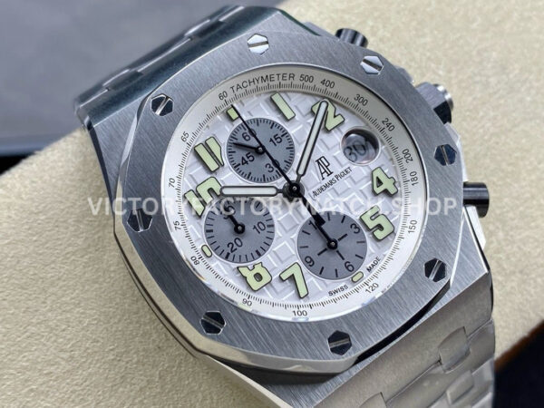 APF Factory Audemars Piguet Royal Oak Offshore Chronograph 257 (7) APF Factory Audemars Piguet Royal Oak Offshore Chronograph 25721ST.OO.1000ST.07.A 42mm Full Steel Arabic Numerals Silver Dial