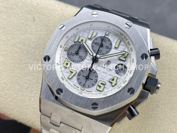 APF Factory Audemars Piguet Royal Oak Offshore Chronograph 25721 (1) APF Factory Audemars Piguet Royal Oak Offshore Chronograph 25721ST.OO.1000ST.07.A 42mm Full Steel Arabic Numerals Silver Dial