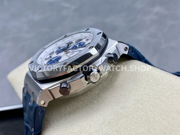 APF Factory Audemars Piguet Royal Oak Offshore Chronograph 26170ST.OO.D305CR.01 42mm Steel Leather Strap Blue Eye White Dial