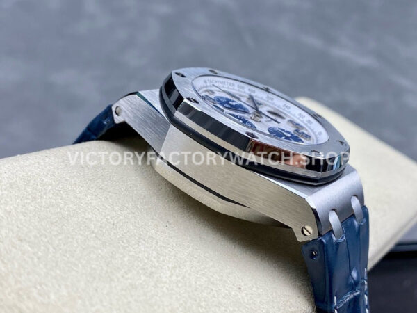 APF Factory Audemars Piguet Royal Oak Offshore Chronograph 26170ST.OO.D305CR.01 42mm Steel Leather Strap Blue Eye White Dial