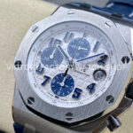 APF Factory Audemars Piguet Royal Oak Offshore Chronograph 26170ST.OO.D305CR.01 42mm Steel Leather Strap Blue Eye White Dial