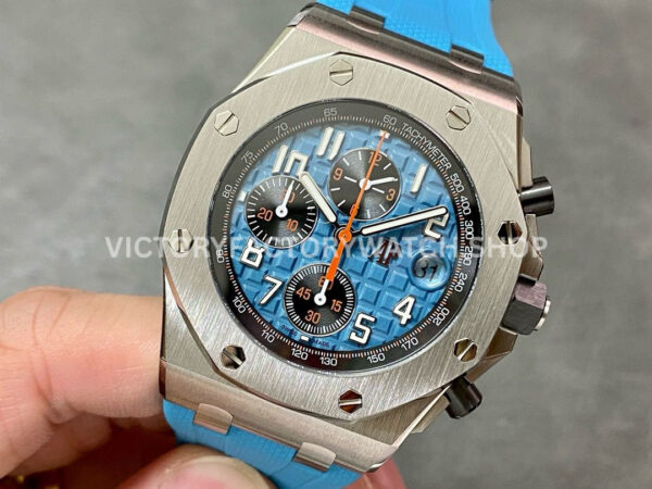 APF Factory Audemars Piguet Royal Oak Offshore Chronograph 26238ST.OO.A340CA.01 42mm Steel Blue Rubber Strap Arabic Numerals Blue Dial