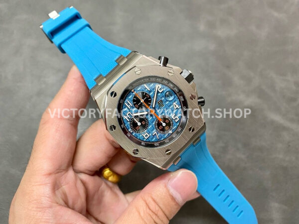 APF Factory Audemars Piguet Royal Oak Offshore Chronograph 26238ST.OO.A340CA.01 42mm Steel Blue Rubber Strap Arabic Numerals Blue Dial