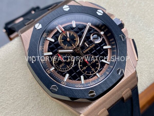 APF Factory Audemars Piguet Royal Oak Offshore Chronograph 26401RO.OO.A002CA.02 44mm Rose Gold Rubber Strap Black Dial