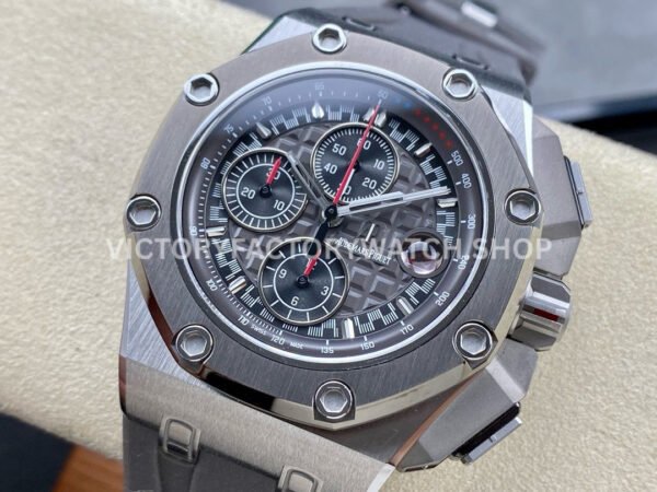 APF Factory Audemars Piguet Royal Oak Offshore Chronograph 26568IM.OO ( (5) APF Factory Audemars Piguet Royal Oak Offshore Chronograph 26568IM.OO.A004CA.01 44mm Titanium Rubber Strap Grey Dial