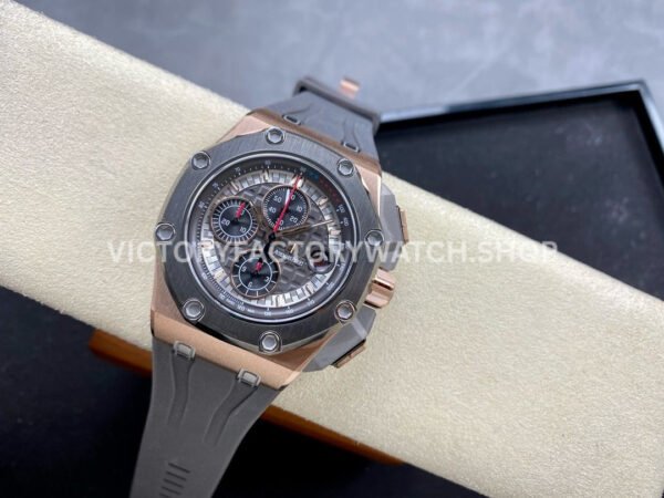 APF Factory Audemars Piguet Royal Oak Offshore Chronograph 26568OM.OO.A004CA.01 44mm Rose Gold Rubber Strap Grey Dial