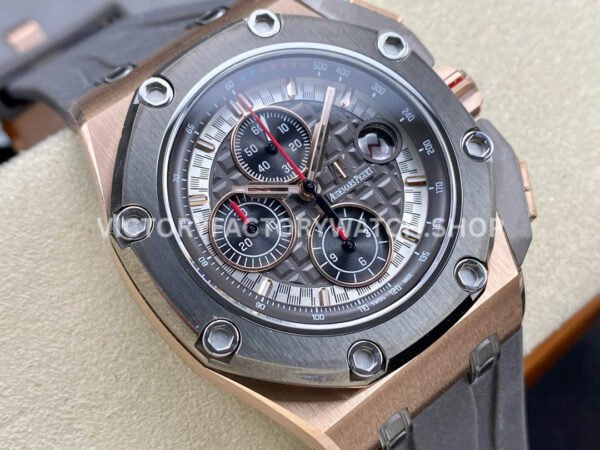 APF Factory Audemars Piguet Royal Oak Offshore Chronograph 26568OM.OO.A004CA.01 44mm Rose Gold Rubber Strap Grey Dial