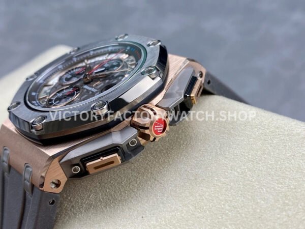 APF Factory Audemars Piguet Royal Oak Offshore Chronograph 26568OM.OO.A004CA.01 44mm Rose Gold Rubber Strap Grey Dial