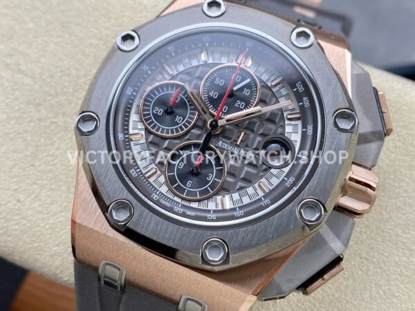 APF Factory Audemars Piguet Royal Oak Offshore Chronograph 26568OM.OO.A004CA.01 44mm Rose Gold Rubber Strap Grey Dial