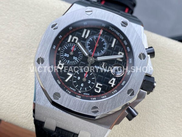 APF Factory Audemars Piguet Royal Oak Offshore V APF Factory Audemars Piguet Royal Oak Offshore Vampire Chronograph 26470ST.OO.A101CR.01 42mm Steel Leather Strap Arabic Numerals Black Dial
