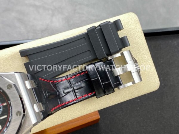 APF Factory Audemars Piguet Royal Oak Offshore V (7) APF Factory Audemars Piguet Royal Oak Offshore Vampire Chronograph 26470ST.OO.A101CR.01 42mm Steel Leather Strap Arabic Numerals Black Dial