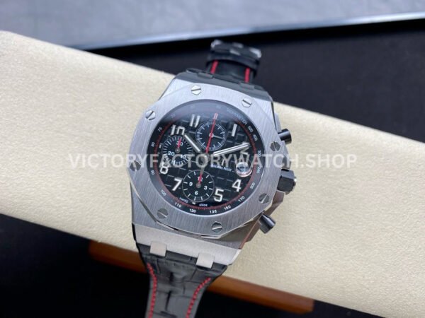 APF Factory Audemars Piguet Royal Oak Offshore V (9) APF Factory Audemars Piguet Royal Oak Offshore Vampire Chronograph 26470ST.OO.A101CR.01 42mm Steel Leather Strap Arabic Numerals Black Dial