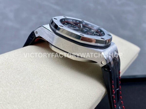 APF Factory Audemars Piguet Royal Oak Offshore Vam (1) APF Factory Audemars Piguet Royal Oak Offshore Vampire Chronograph 26470ST.OO.A101CR.01 42mm Steel Leather Strap Arabic Numerals Black Dial