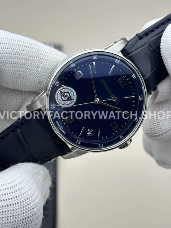 APS Factory Audemars Piguet Code 11.59 15210BC.OO.A002CR.01 Steel Leather Strap Arabic Numerals Blue Dial