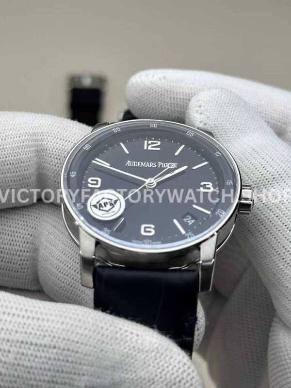 APS Factory Audemars Piguet Code 11.59 15210BC.OO.A002CR.01 Steel Leather Strap Arabic Numerals Blue Dial