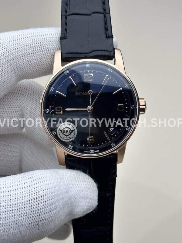 APS Code 15210OR blue Arabic dial rose gold leather strap 41mm