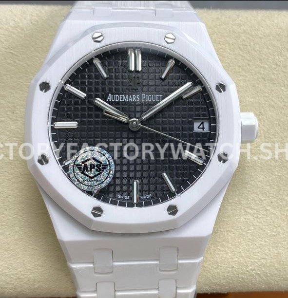 APS 15500 white ceramic black dial royal oak watch