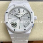 APS 15500 white ceramic silver dial royal oak 41mm