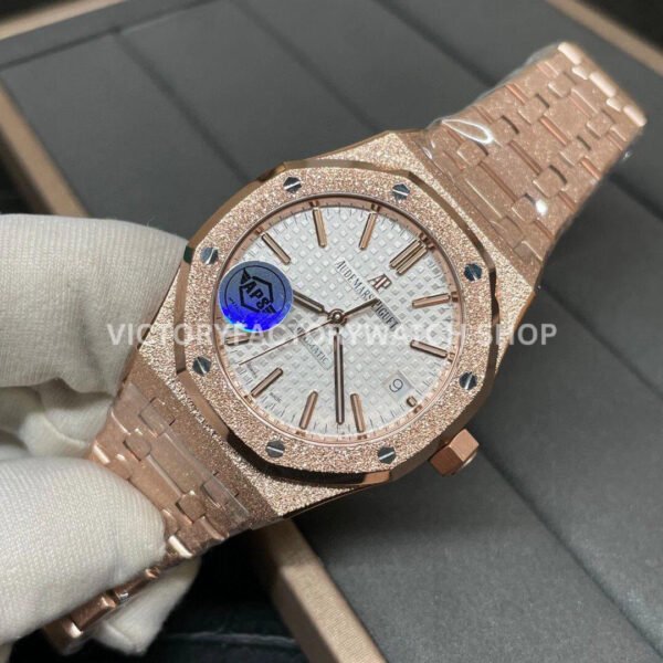 APS Factory Audemars Piguet Royal Oak Frosted Selfwinding 15454OR.GG.1259OR.01 37mm Full Frosted Rose Gold Silver White Dial