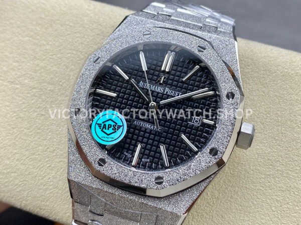 APS Factory Audemars Piguet Royal Oak Frosted Selfwinding 15410 41mm Full Frosted Steel Black Dial