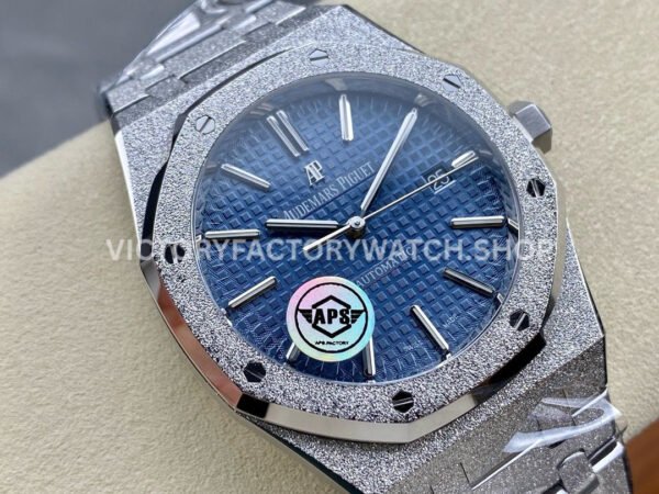 APS Factory Audemars Piguet Royal Oak Frosted Selfwinding 15410 41mm Full Frosted Steel Blue Dial