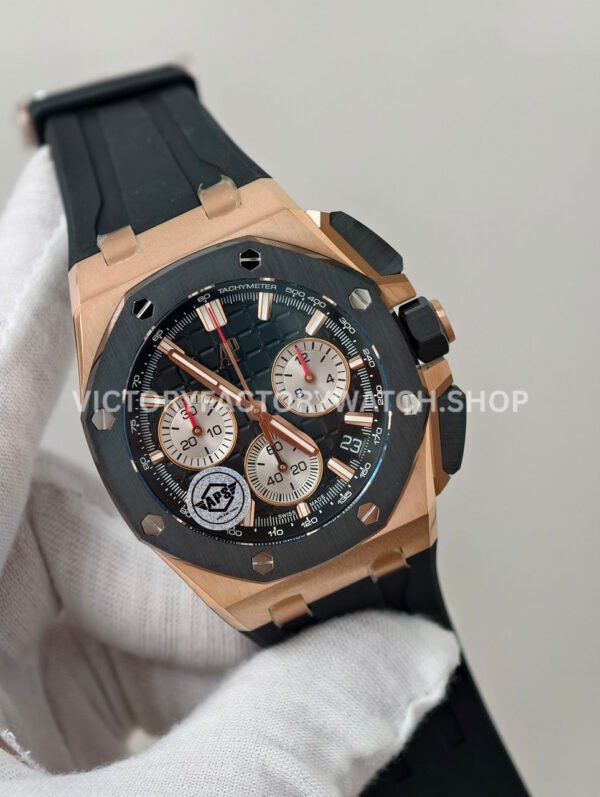 APS Factory Audemars Piguet Royal Oak Offshore Chronograph 26420RO.OO.A002CA.01 43mm Rose Gold Rubber Strap Black Dial