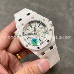 APS Factory Audemars Piguet Royal Oak Offshore Diver 15707CB.OO.A010CA.01 42mm White Ceramics Rubber Strap Silver Dial