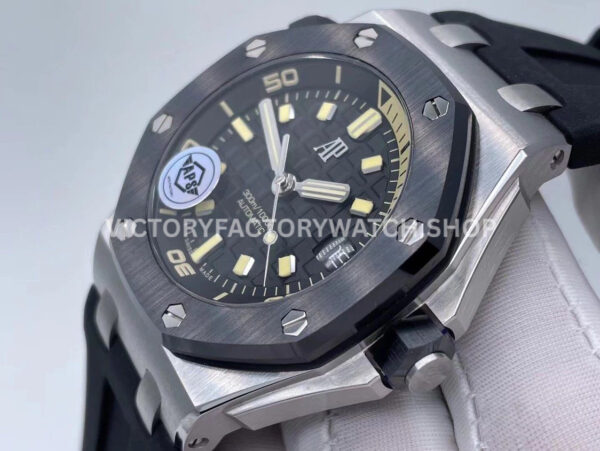APS Factory Audemars Piguet Royal Oak Offshore Diver 15720CN.OO.A0 ( APS Factory Audemars Piguet Royal Oak Offshore Diver 15720CN.OO.A002CA.01 42mm White Gold Rubber Strap Black Dial