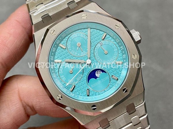 APS Factory Audemars Piguet Royal Oak Perpetual Calendar 26613ST.OO.1220ST.01 41mm Full Steel SKY Blue Dial (6) APS Factory Audemars Piguet Royal Oak Perpetual Calendar 26613ST.OO.1220ST.01 41mm Full Steel SKY Blue Dial