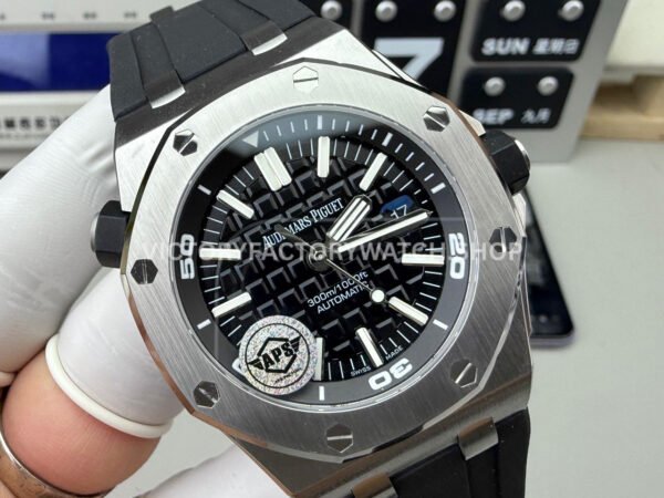 APS Factory Audemars Piguet Royal Oak Selfwinding 15703ST.OO.A002CA.01 42mm Rubber St ( (4) APS Factory Audemars Piguet Royal Oak Offshore Diver 15703ST.OO.A002CA.01 42mm Rubber Strap Black Dial