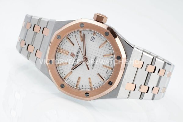 APS Factory Audemars Piguet Royal Oak Selfwinding 37mm 15450SR.OO.1256 ( (3) APS Factory Audemars Piguet Royal Oak Selfwinding 37mm 15450SR.OO.1256SR.01 Two-Tone Rose Gold Silver Dial