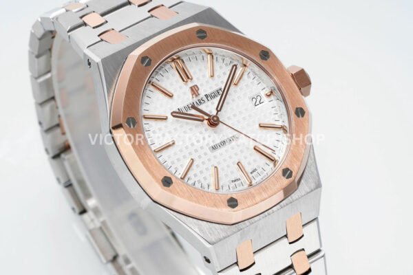 APS Factory Audemars Piguet Royal Oak Selfwinding 37mm 15450SR.OO.1256 ( (9) APS Factory Audemars Piguet Royal Oak Selfwinding 37mm 15450SR.OO.1256SR.01 Two-Tone Rose Gold Silver Dial