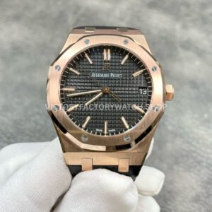 APS 15500OR rose gold leather black dial