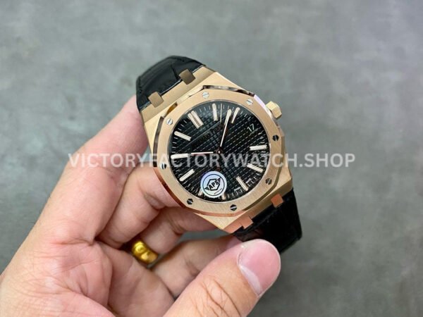 APS Factory Audemars Piguet Royal Oak Selfwinding 41mm 15510OR.OO.D002CR.02 R (8) APS Factory Audemars Piguet Royal Oak Selfwinding 15510OR.OO.D002CR.02 41mm Rose Gold Leather Black Dial