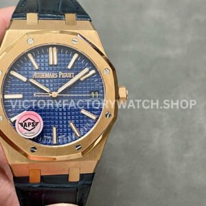 APS Factory Audemars Piguet Royal Oak Selfwinding 41mm 15510OR.OO.D315CR.02 Ro (3) APS 15510OR blue dial leather strap