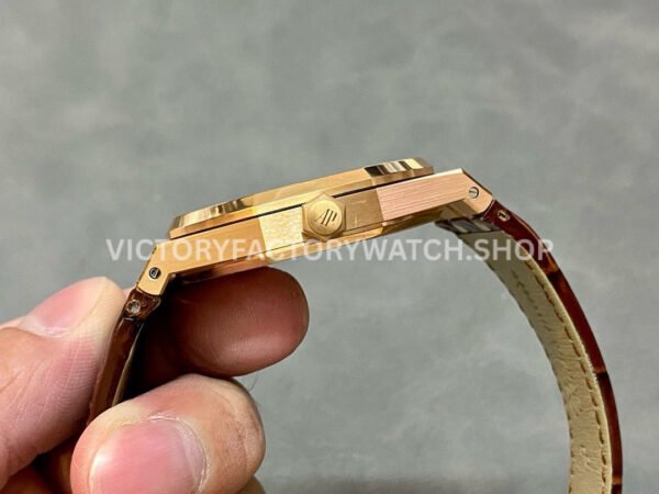 APS Factory Counterweight Audemars Piguet Royal Oak Selfwi ( (8) APS Factory Counterweight Audemars Piguet Royal Oak Selfwinding 41mm 15400OR.OO.D088CR.01 Rose Gold Leather Strap Silver Dial
