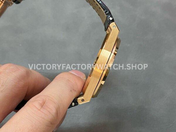APS Factory Counterweight Audemars Piguet Royal Oak Selfwin ( APS Factory Counterweight Audemars Piguet Royal Oak Selfwinding 41mm 15400OR.OO.D002CR.01 Rose Gold Leather Strap Black Dial
