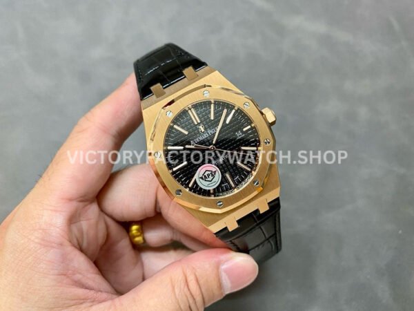 APS Factory Counterweight Audemars Piguet Royal Oak Selfwin (1) APS Factory Counterweight Audemars Piguet Royal Oak Selfwinding 41mm 15400OR.OO.D002CR.01 Rose Gold Leather Strap Black Dial
