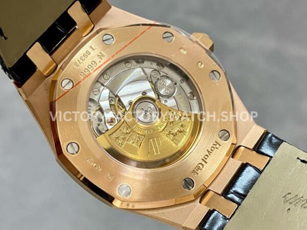 APS Factory Counterweight Audemars Piguet Royal Oak Selfwin ( (4) APS Factory Counterweight Audemars Piguet Royal Oak Selfwinding 41mm 15400OR.OO.D002CR.01 Rose Gold Leather Strap Black Dial