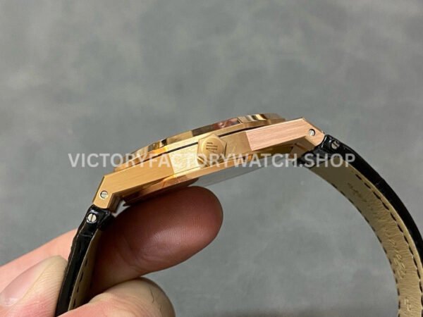 APS Factory Counterweight Audemars Piguet Royal Oak Selfwin ( (5) APS Factory Counterweight Audemars Piguet Royal Oak Selfwinding 41mm 15400OR.OO.D002CR.01 Rose Gold Leather Strap Black Dial