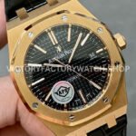 APS Factory Counterweight Audemars Piguet Royal Oak Selfwin ( (6) APS Factory Counterweight Audemars Piguet Royal Oak Selfwinding 41mm 15400OR.OO.D002CR.01 Rose Gold Leather Strap Black Dial